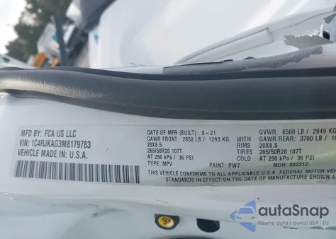 2021 Jeep Grand Cherokee Altitude 4X4 from USA, damaged, VIN 1C4RJKAG3M8179783